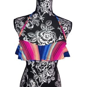 Nwt No Boundaries Bikini Top Swim Swimsuit Swimwear Stripes New Ruffles Summer